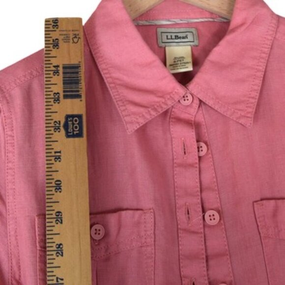 L.L.Bean Pink Linen Blend Button Shirt Dress Size S Petite - Picture 7 of 8